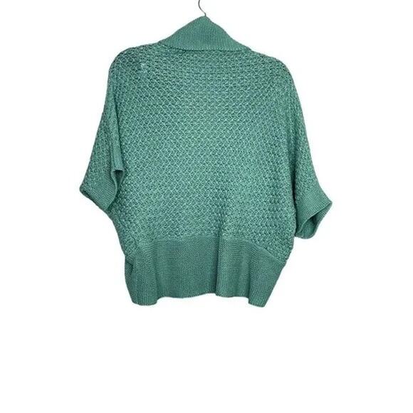 ZARA Slouchy Short Sleeves Knit Cotton Short Cardigan Sweater Open Front M Teal - Picture 14 of 14